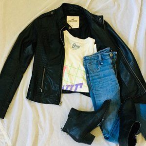 Women's Black Faux Leather Jacket
